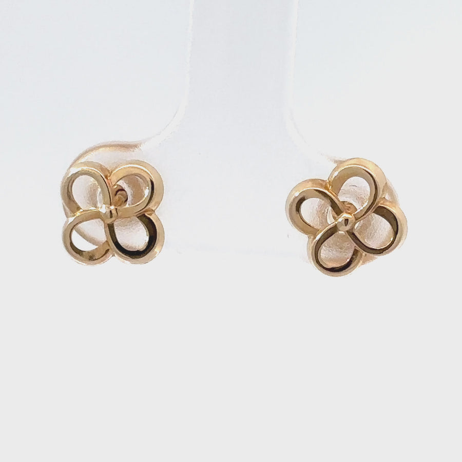 14k Gold Solid Flower Earrings for Babies