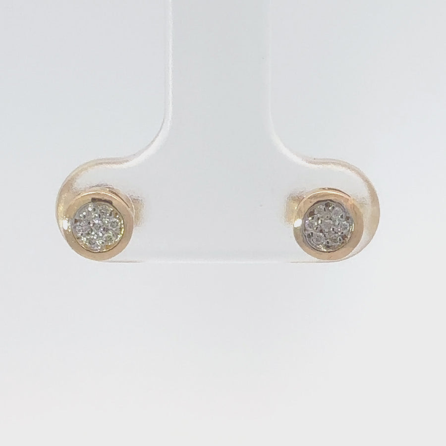 18k Gold Small Circle Earrings with Diamonds for Women