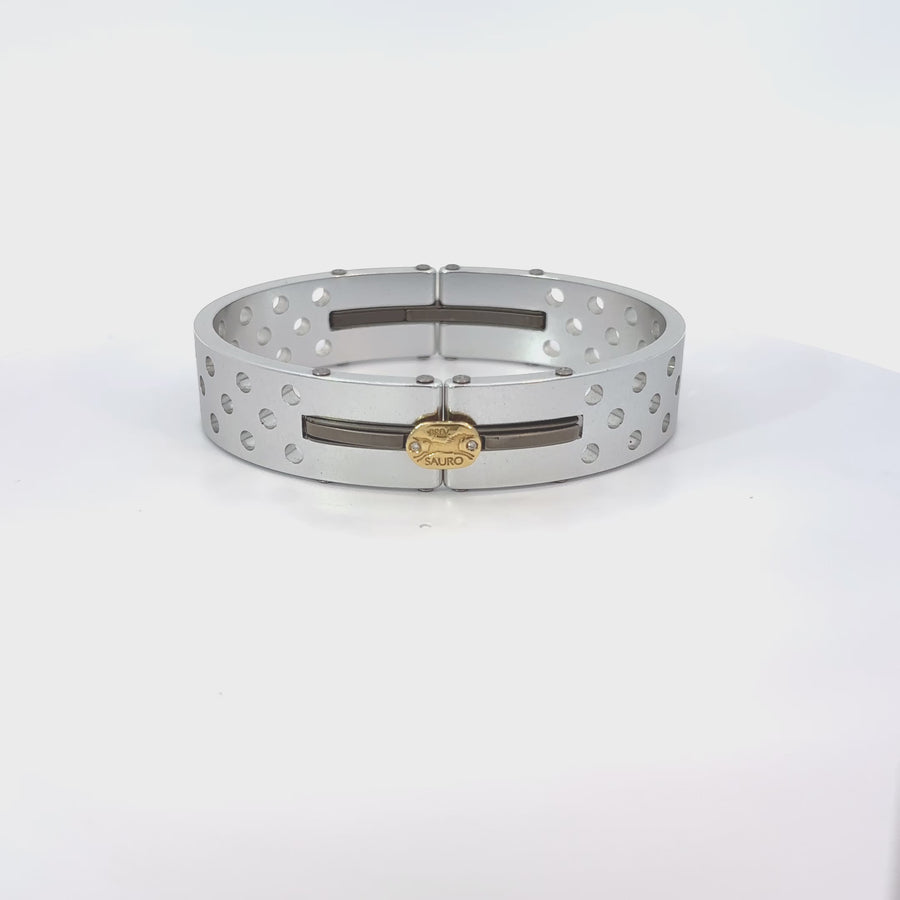 18k Gold Men’s Bracelet with Aluminum and 0.02 CT Diamond – 7 cm