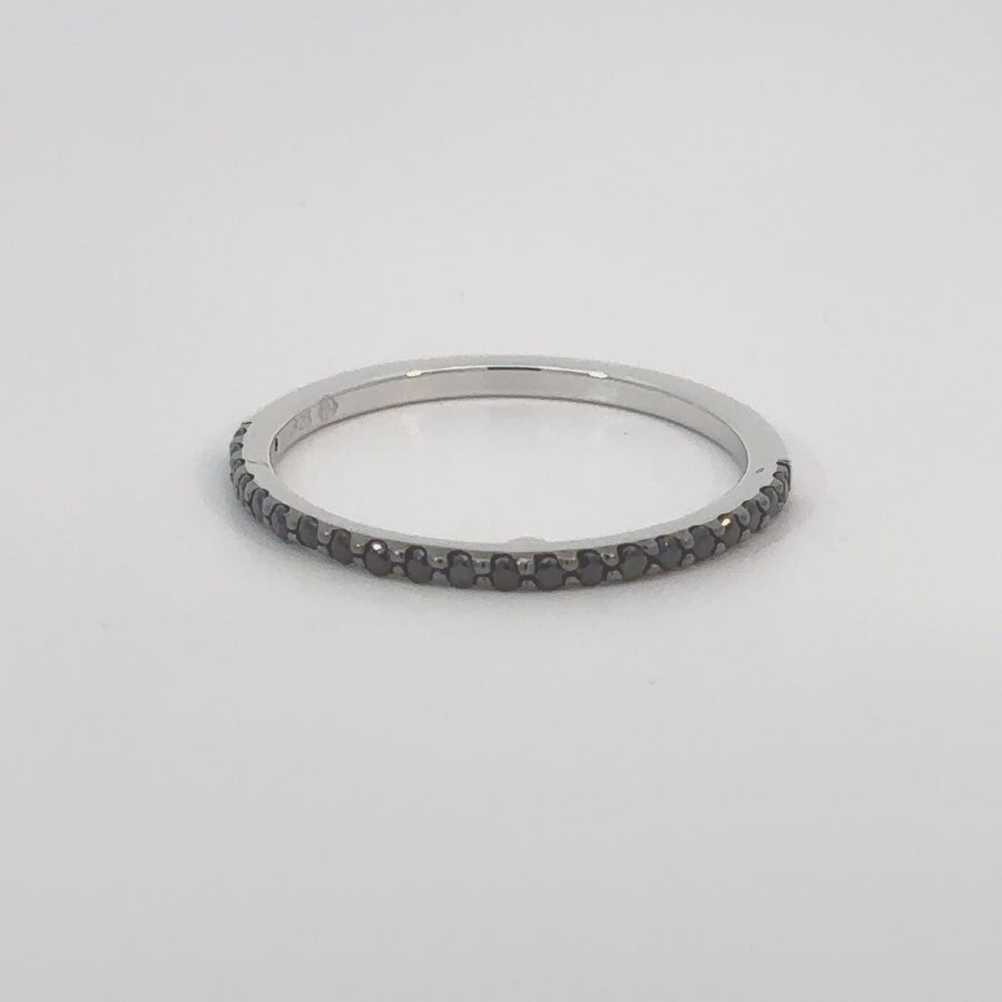 Thin Black Silver Ring - Elegant and Minimalist Design for Women