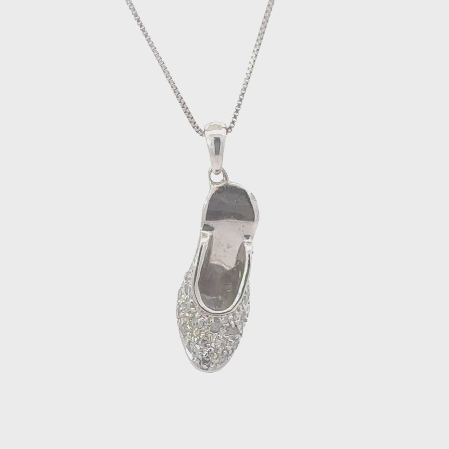 14k White Gold Pendant with 0.25 CT Diamonds – For Women