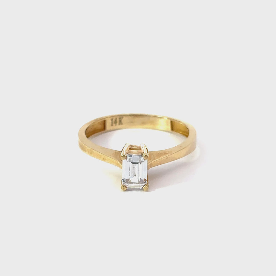 14k Gold Ring with Split Center CZ