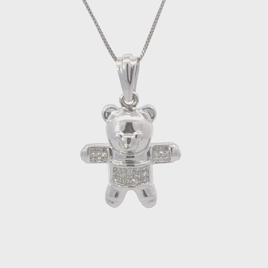 14k Gold Bear Pendant with Diamonds – Unisex