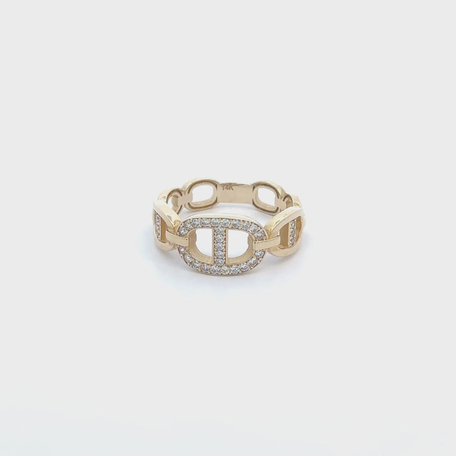 Solid Slim Ring with CZ - 14k Gold