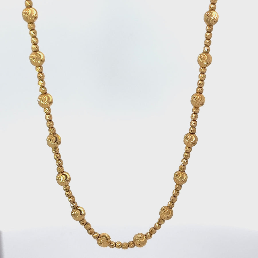 14k Gold Faceted Ball Chain Necklace, 30 Inches