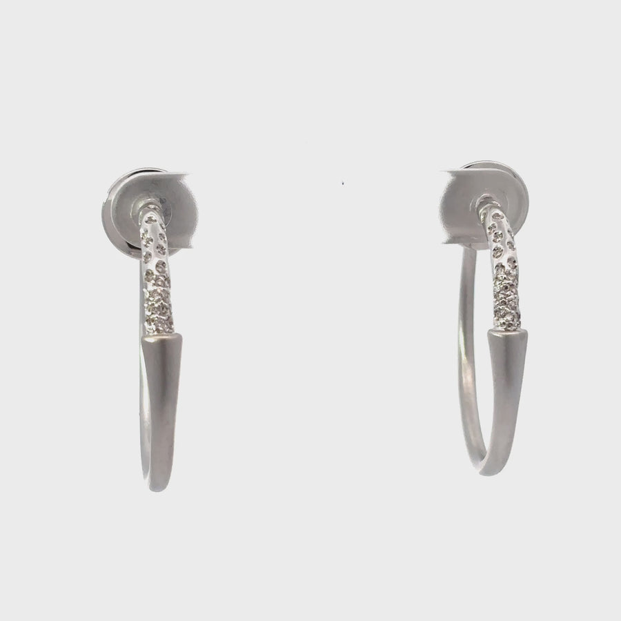 18k White Gold Hoop Earrings with Diamonds (0.24 CTs) for Women