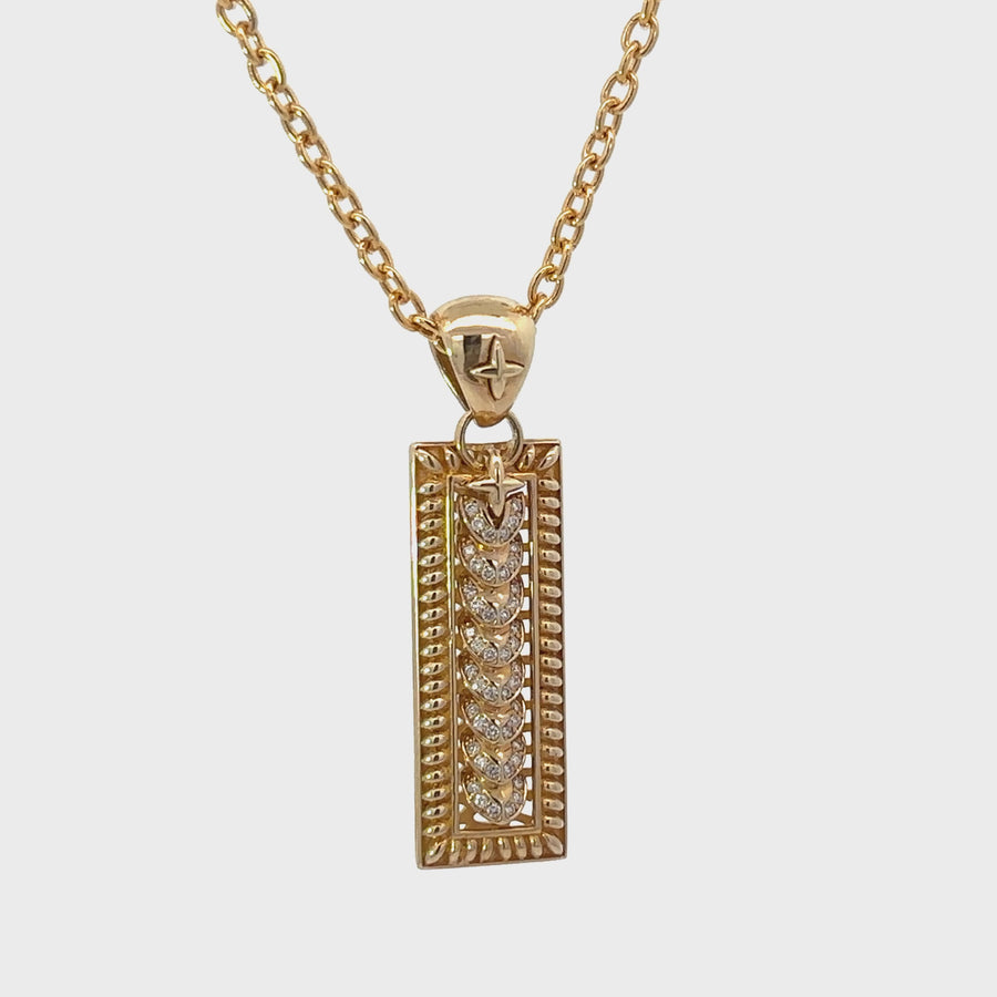 14k Gold Men's Necklace with Diamonds, 27 Inches