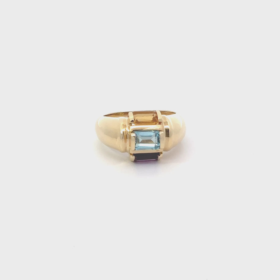 14k Gold Ring with 3 Stones for Women