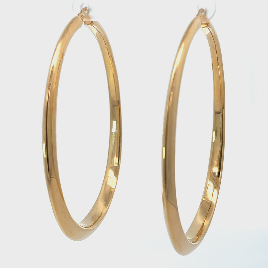 14k Gold XXL Solid Oval Earrings – Bold and Sophisticated for Women