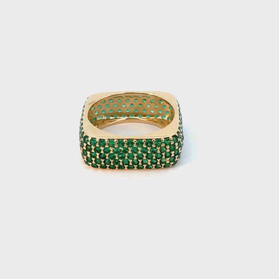 14k Gold Ring with Green CZ for Women - Size 7