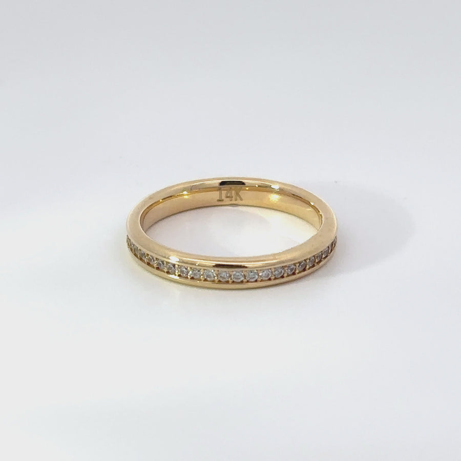 14k Gold Solid Ring with CZ for Women, Size 6