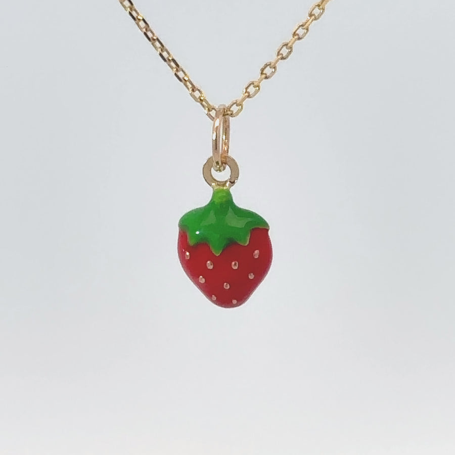 14k Gold Small Strawberry Pendant