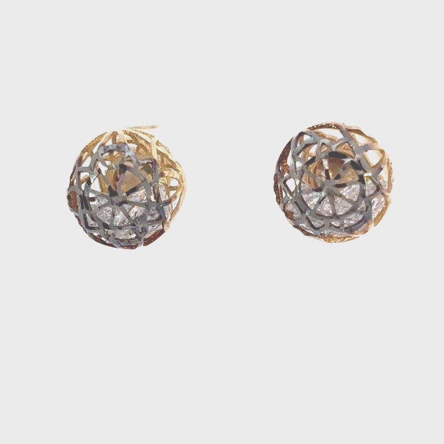 14k Gold 2-Tone Stud Earrings for Women