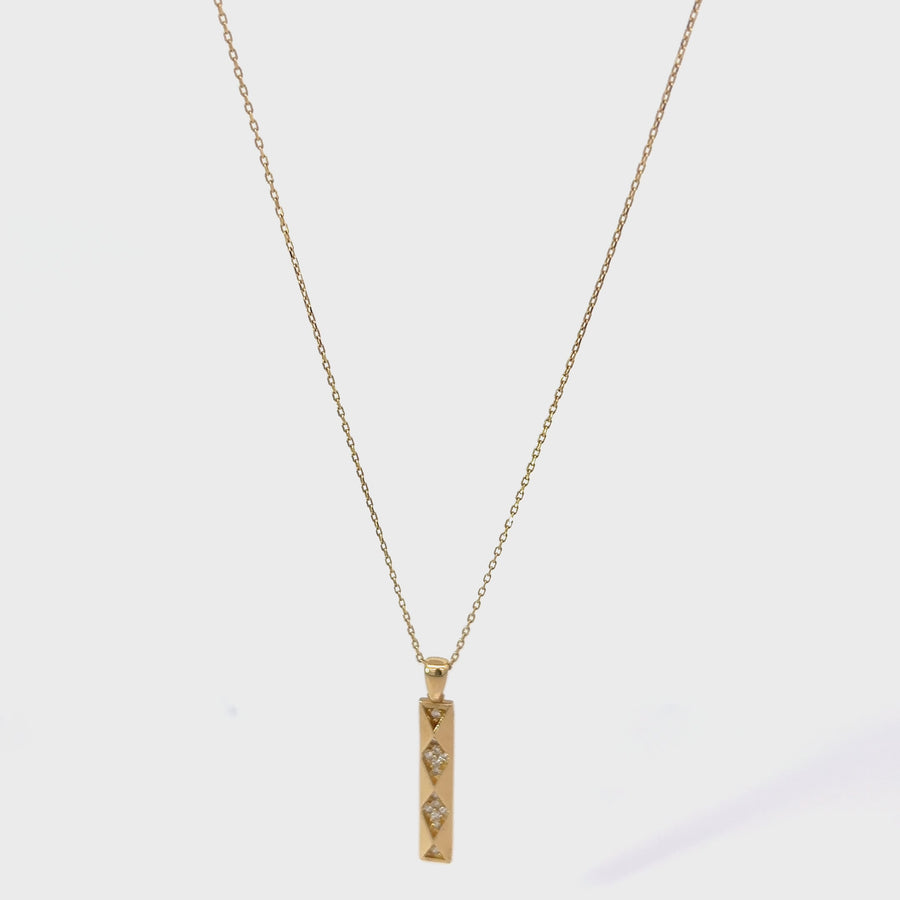 14k Yellow Gold Pendant Necklace with CZ - Adjustable