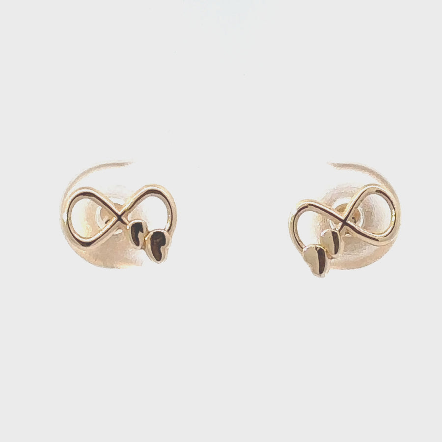 14k Gold Infinity & Heart Stud Earrings for Baby