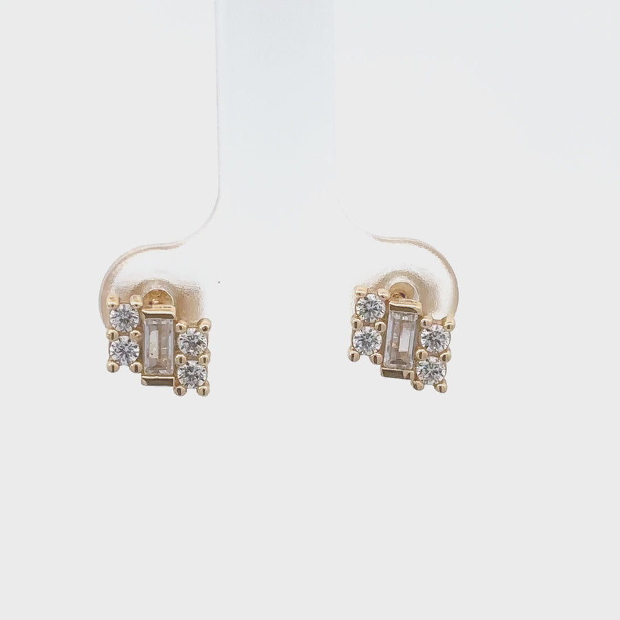 14k Gold Stud Earrings with CZ