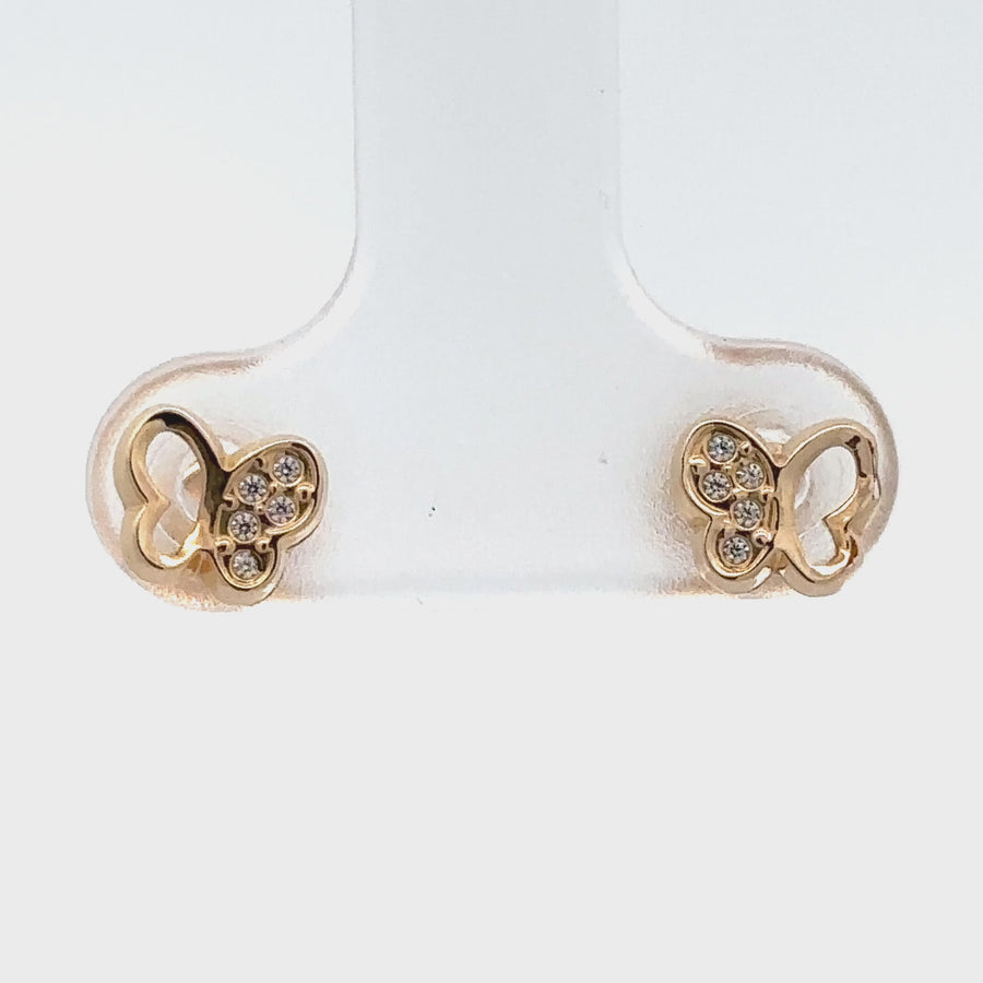 14k Gold Small Butterfly Stud Earrings for Baby