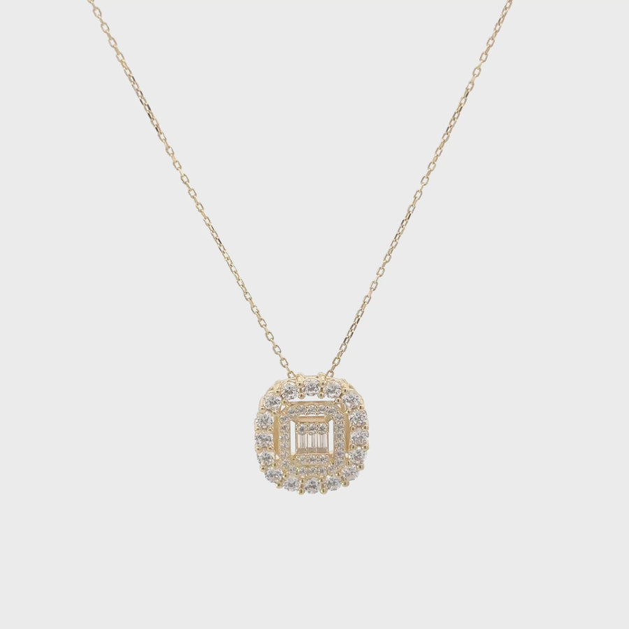 14k Gold Set (Ring, Necklace, Earrings) with Square Pendant