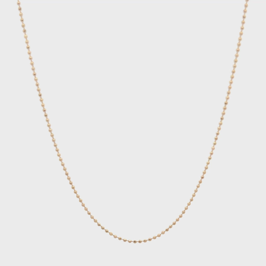 14k Gold XXS Ball Chain Necklace – 16.25 Inches, Unisex