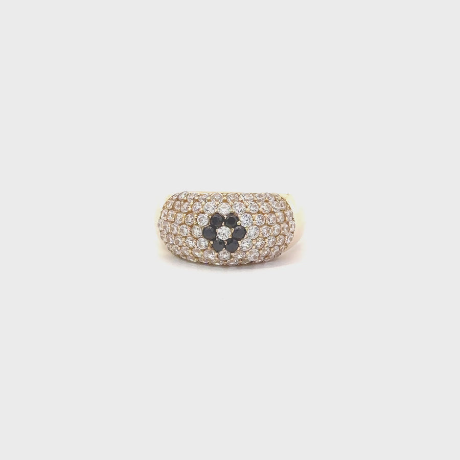 14k Gold Solid Ring with CZ & Flower Design – Elegant &amp; Timeless