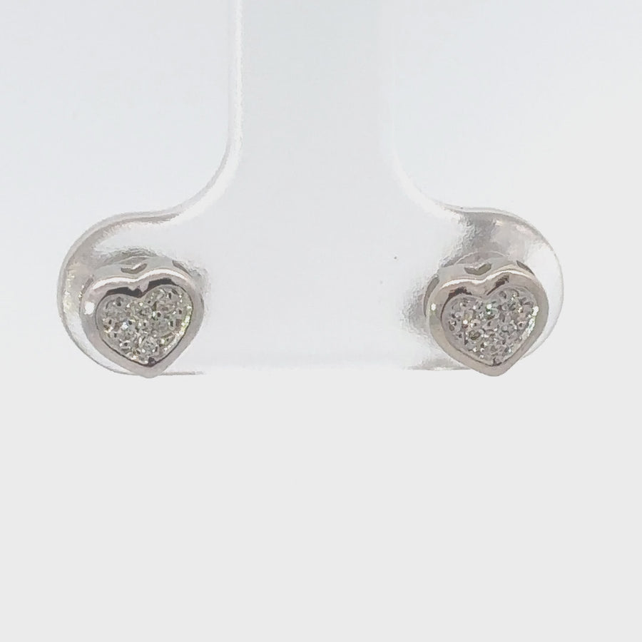 18k Gold Small Heart Earrings with Diamonds for Women