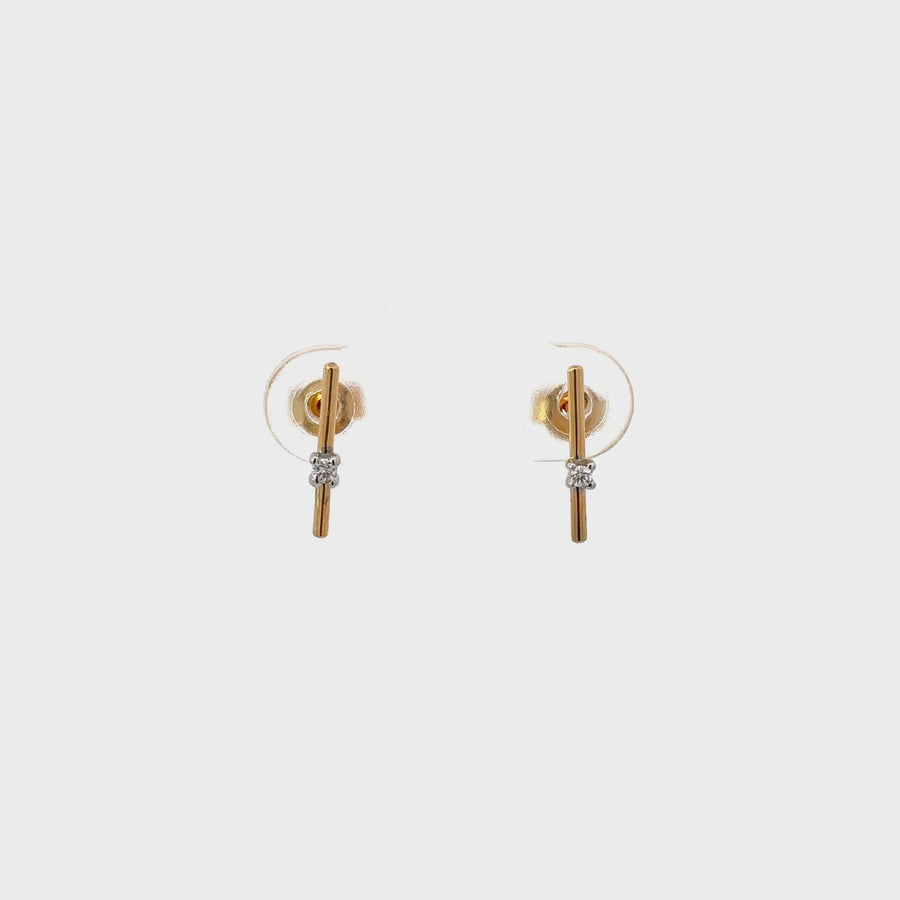 18k Gold Small Diamond Solid Earrings