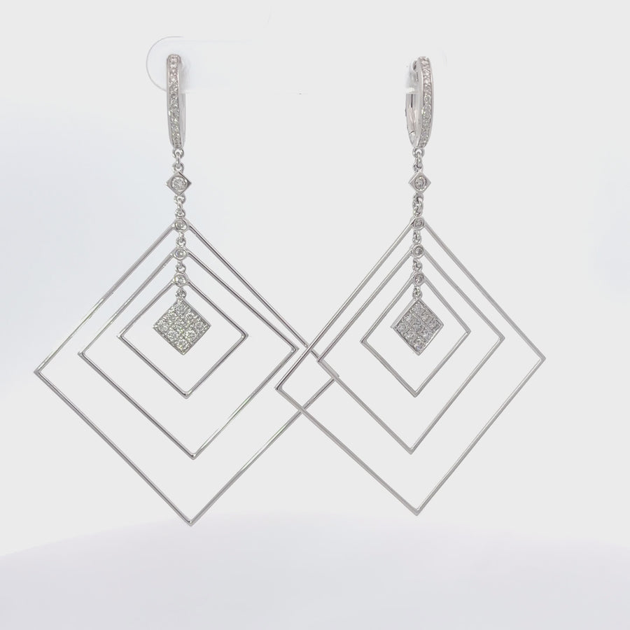 14k Gold Triangle Earrings with Diamond Accents