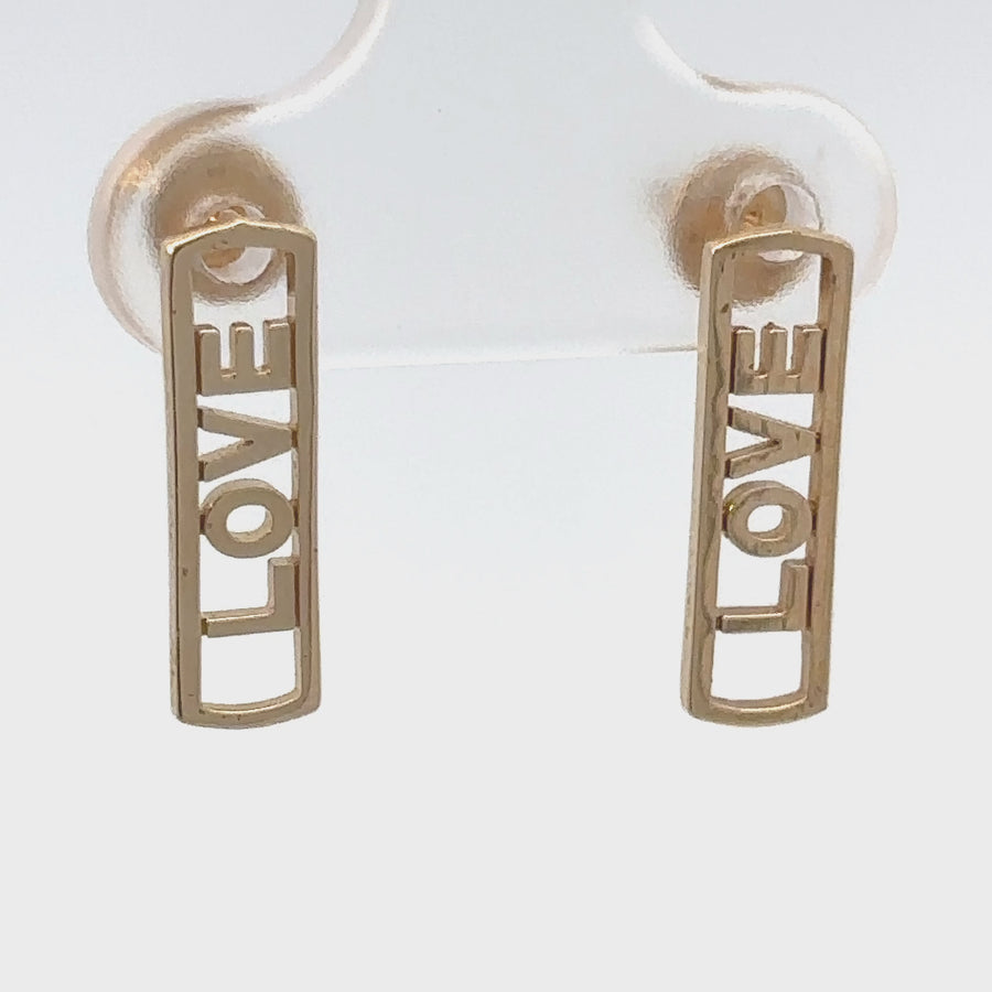 14k Gold Baby Earrings with Love Design