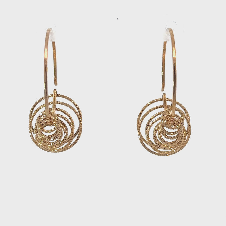 Rose Gold Diamond Cut Circles Earrings for Women