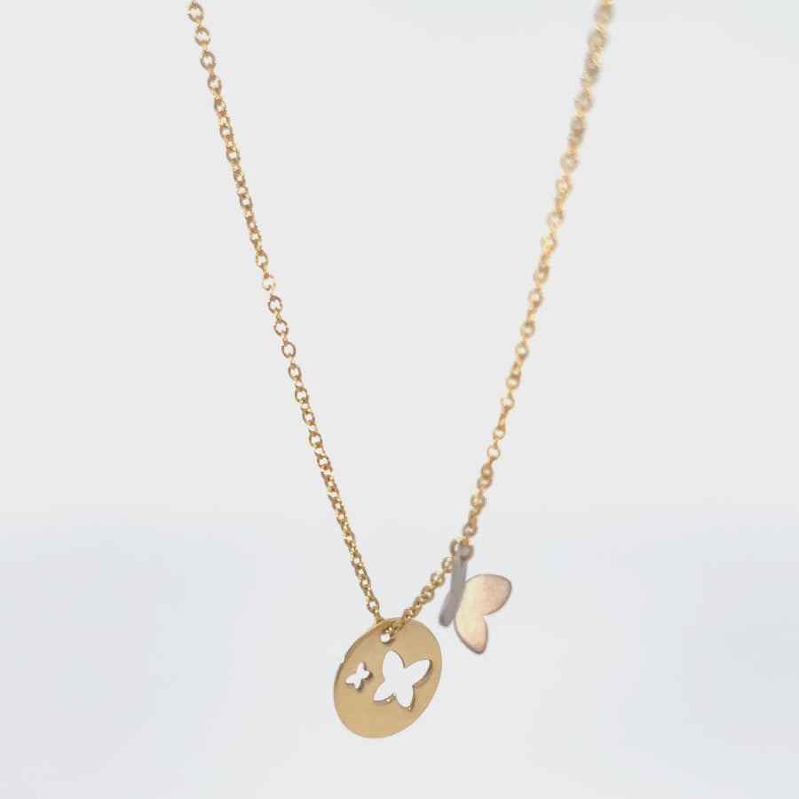 18k Gold Butterfly Necklace – Adjustable Elegance