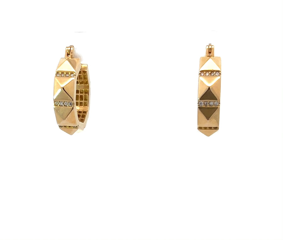 Small Solid Disc Pyramid Earrings in 14K Gold for Women