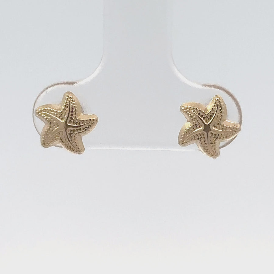 14k Gold Small Starfish Stud Earrings – Perfect for Women & Babies