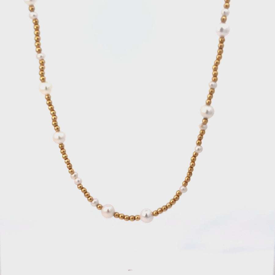 14k Gold Adjustable Pearl Necklace