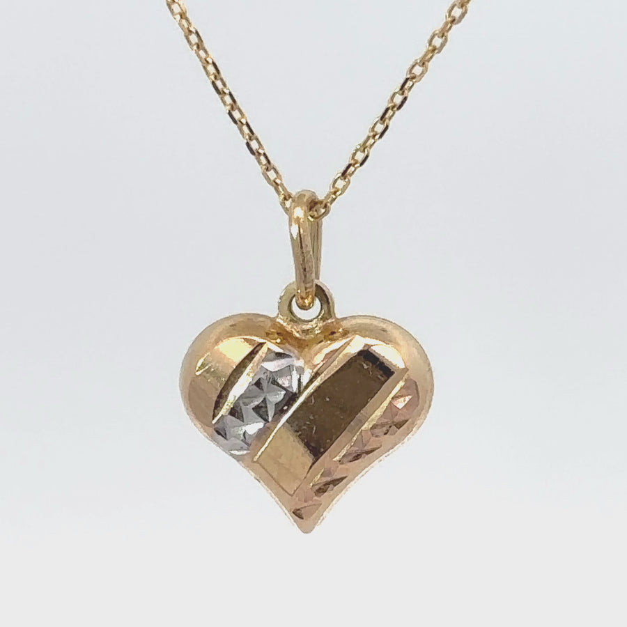 14k Two-Tone Heart Pendant Necklace