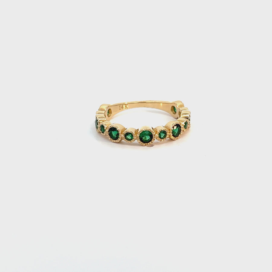 14k Gold Ring with Green CZ - Size 7