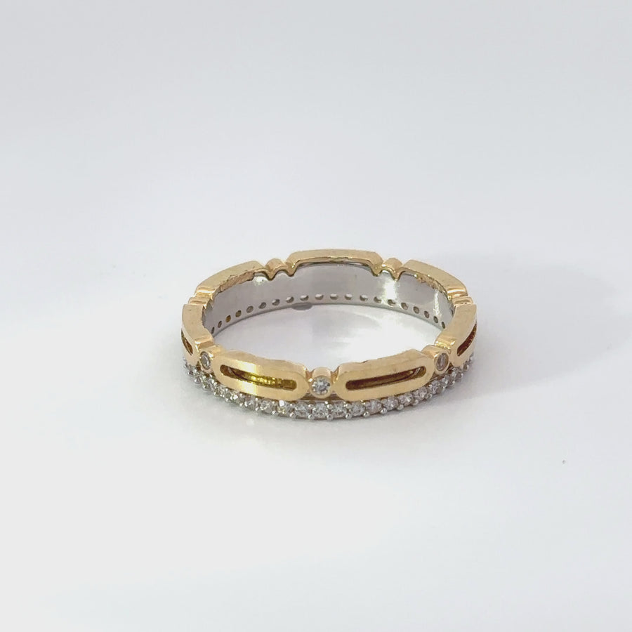 14k Gold Ring, Bold Solid Design with CZ