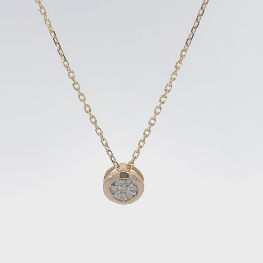 18k Gold Small Circle Necklace with Diamonds for Women