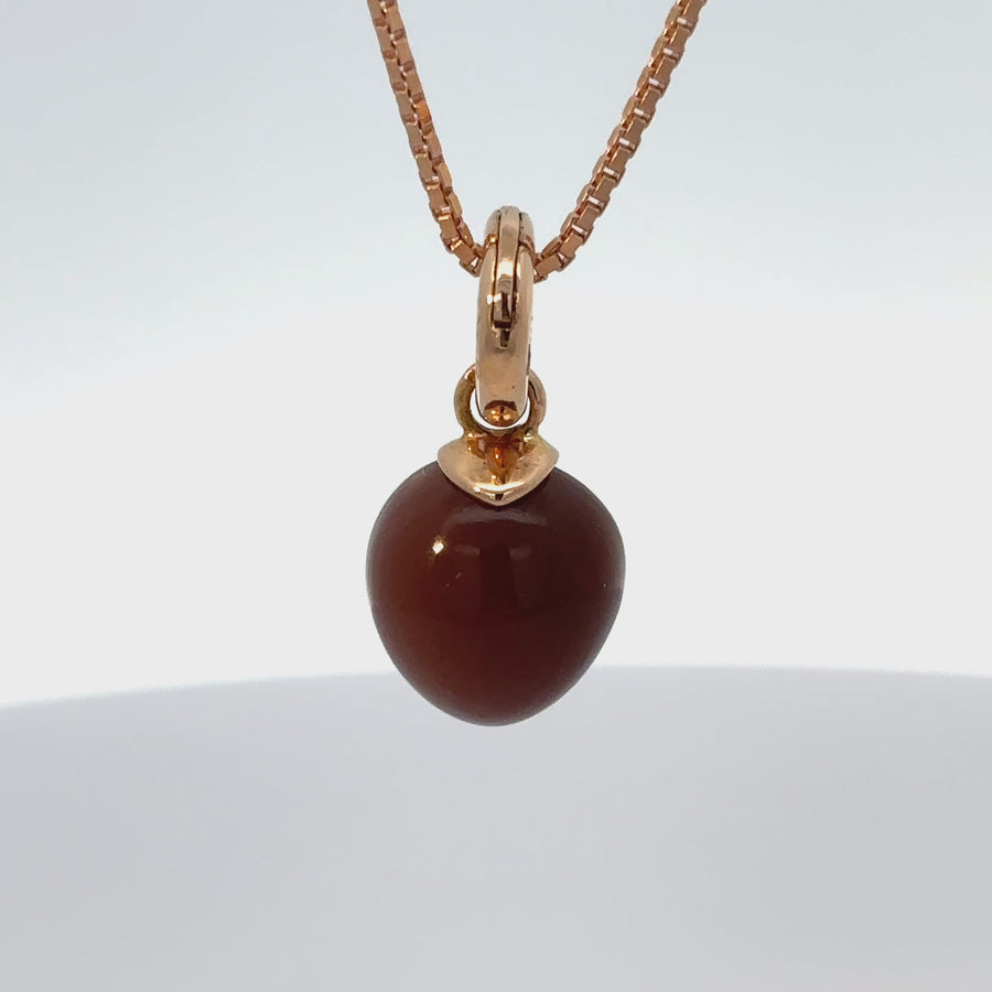 14k Rose Gold Necklace with Brown Stone for Unisex