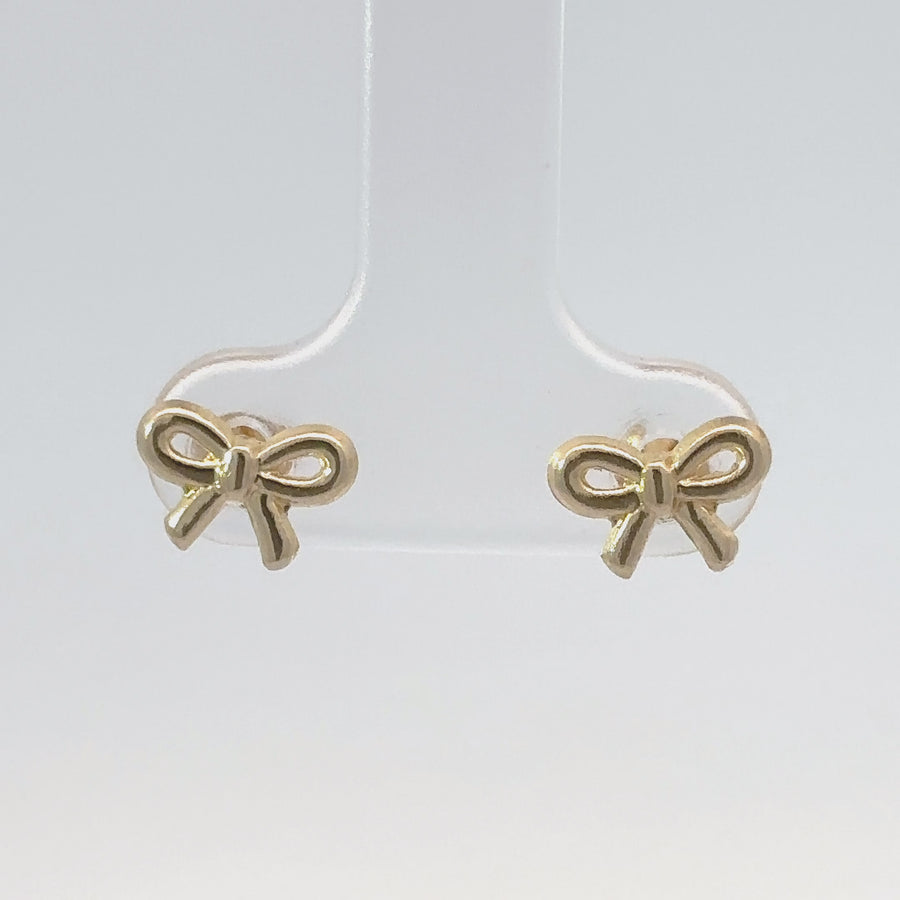 14k Gold Small Bow Stud Earrings for Baby