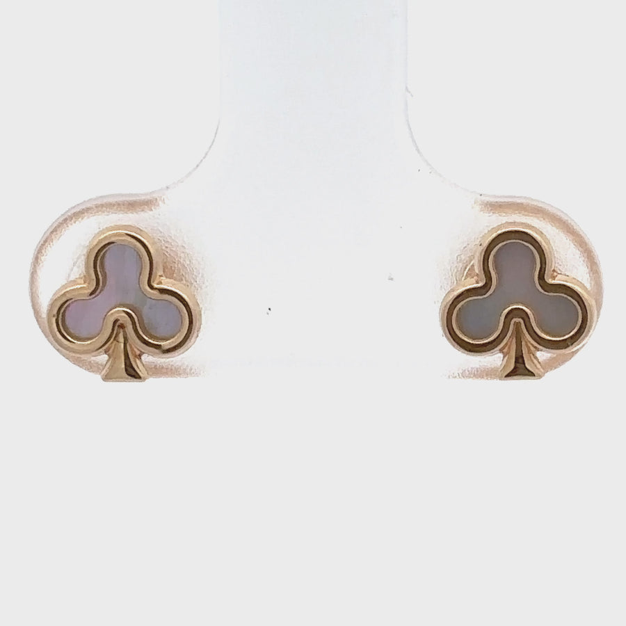 14k Gold XS Clover Center Earrings for Baby