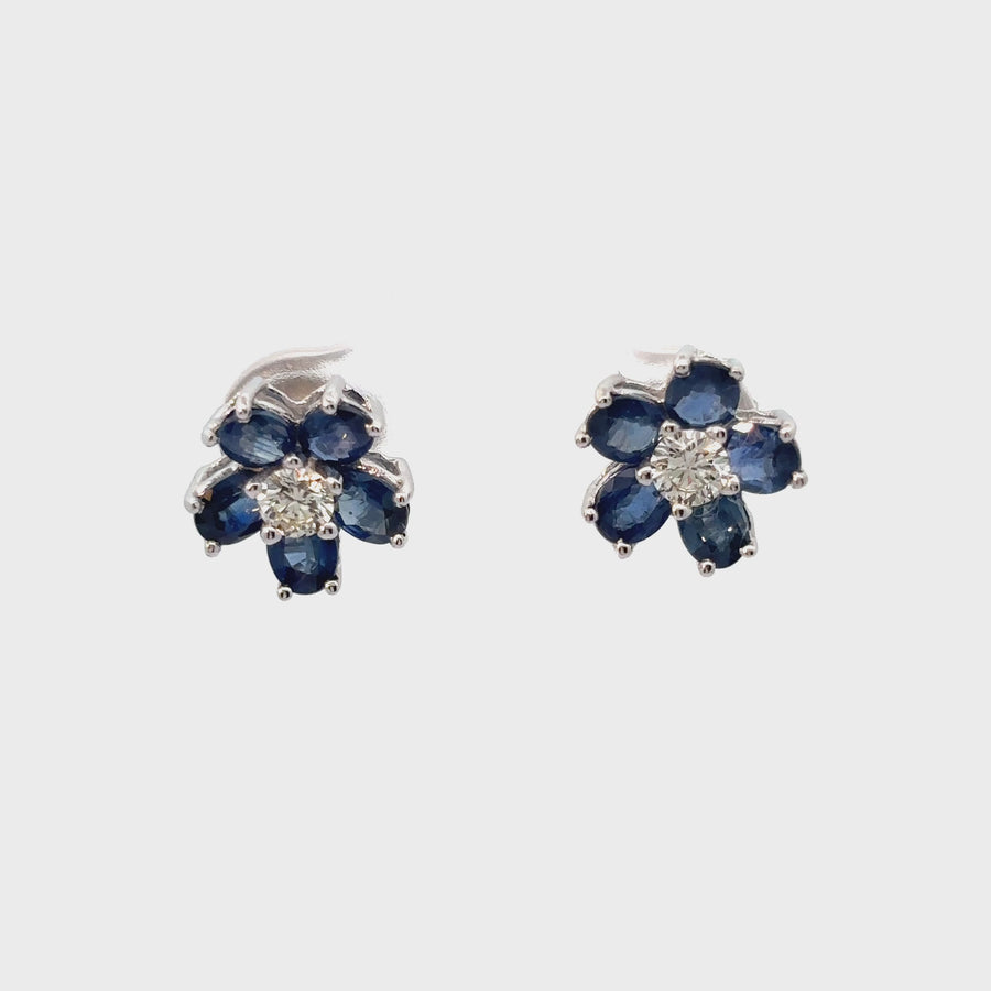 10k Gold Earrings with Sapphire and Diamond