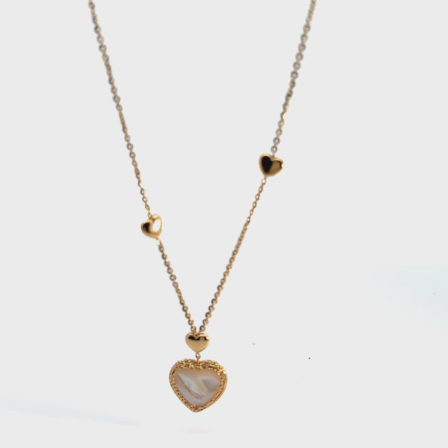 Heart & MP Chain in 14K Gold for Women, Adjustable at 17 and 19 Inches