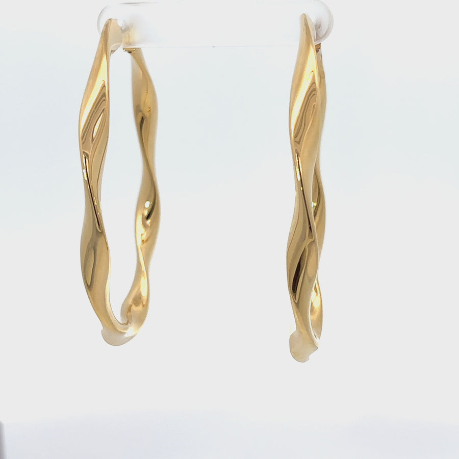 14k Gold Large Oval Solid Earrings