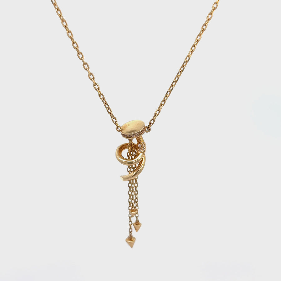 14k Gold Necklace with Center Chain and CZ for Women - Set 5