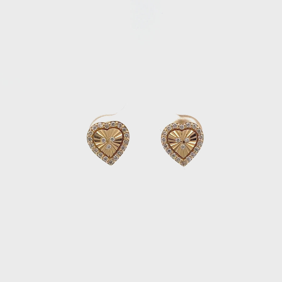 14k Gold Heart Earrings with Diamond Accents