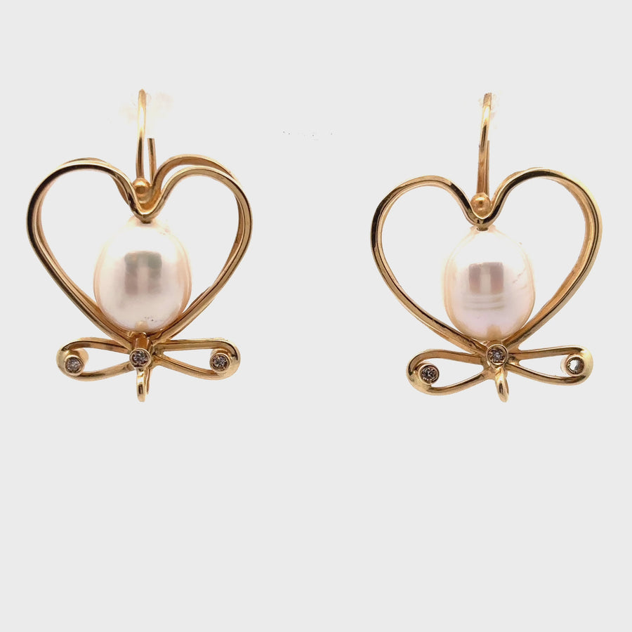 14k Gold Pearl Earrings for Women