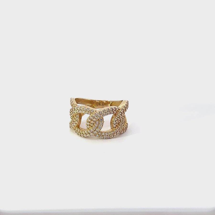 14k Gold Ring with Center Oval CZ for Women - Size 6