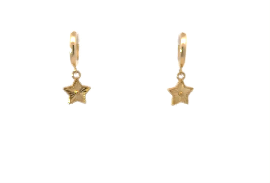 Huggies with Faceted Star in 14K Gold for Women