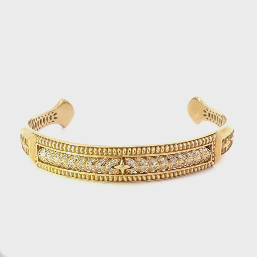 14k Gold Open Bangle with Diamonds, Men's Set