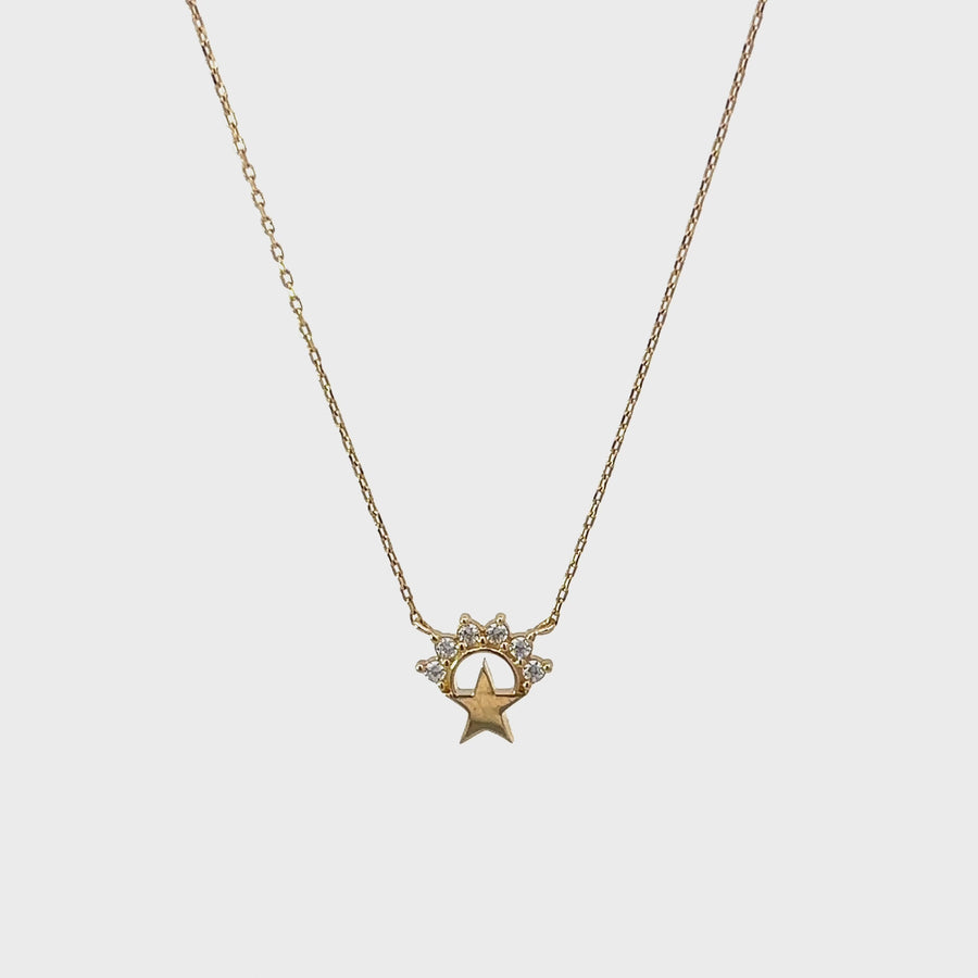 14k Gold Star Necklace for Women - Adjustable Length